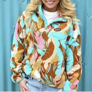Patagonia Synchilla Snap T Fleece Pullover Feather Print Medium